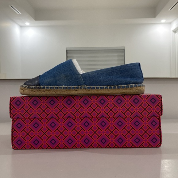 Tory Burch Color Block Flat Espadrille - Denim/Calf Leather - Picture 4 of 7